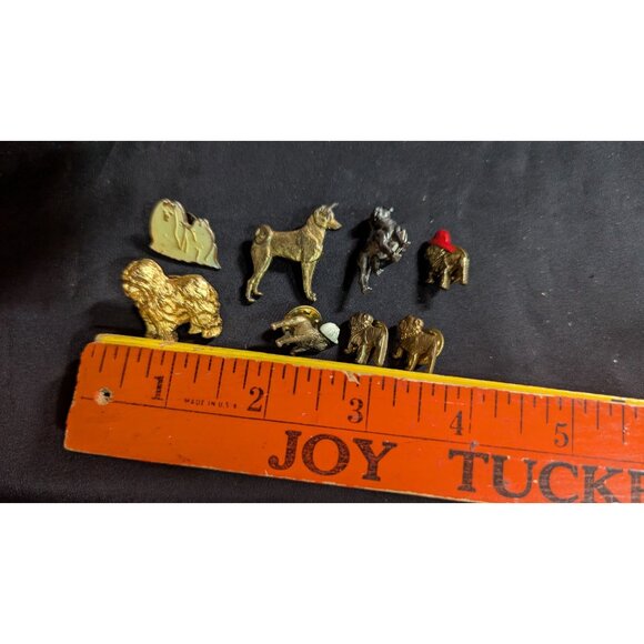 Vintage Dog Lapel Pin Set Metal Collectibles Bulldog Shih Tzu Shepherd Designs - Picture 6 of 6